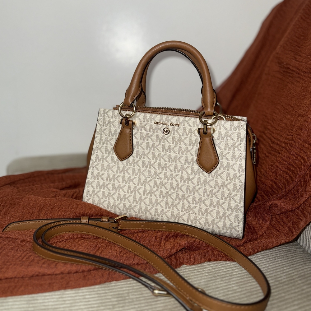 Michael Kors Tan and Cream Satchel